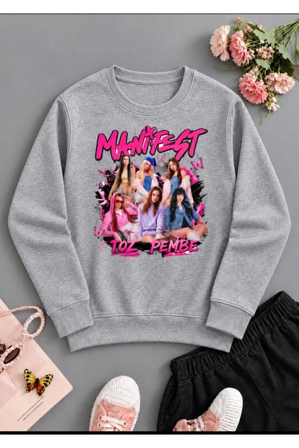 Powder Pink Girls' Kids Manifest Design Cotton Sweatshirt (Ages 2-13)