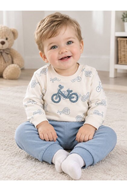 Baby Boy Bicycles Long Sleeve Baby Set 100% Cotton