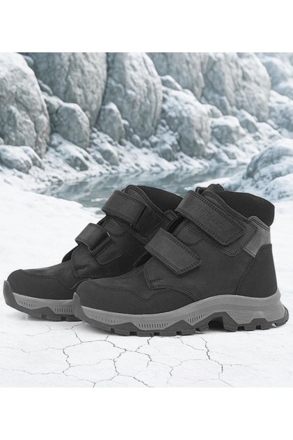 Rakerplus 8053-Sng Black Trekking 100% Genuine Leather Velcro Fur Boys' Boots