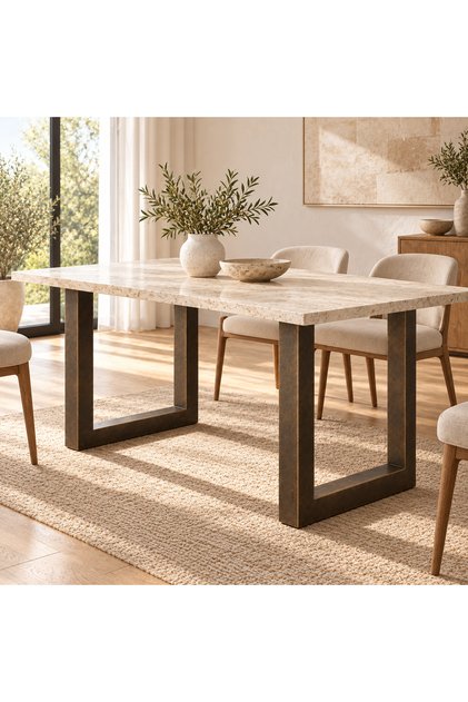 Fırçalanmış Antik Bronz U Tipi Metal Masa Ayağı 2'li Takım 72x60 cm Premium Çelik Ayak