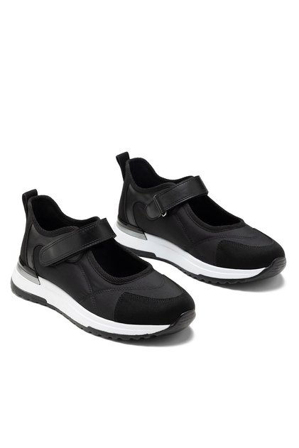 Women's Black Velcro Mary Jane Sneaker Thick Sole Casual Sports Shoes