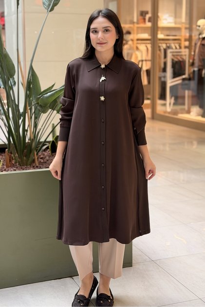 Fuat Gürşen Mercerized Combined Medium Length Cardigan