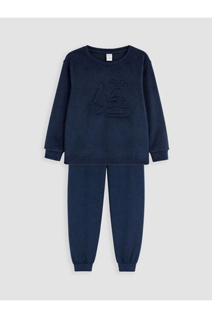 Rmz Gi̇yi̇m Farkiyla Zero Roba Collar Velvet Boys' Pajama Set