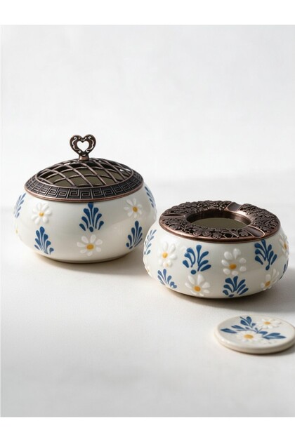 Papatya Series Ceramic Ashtrays and Sugar Bowls, 4 Different Colors, Available in Single or Double Sets