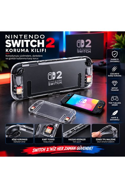 Switch 2 için Silikon Kılıf ve Ekran Koruyucu
