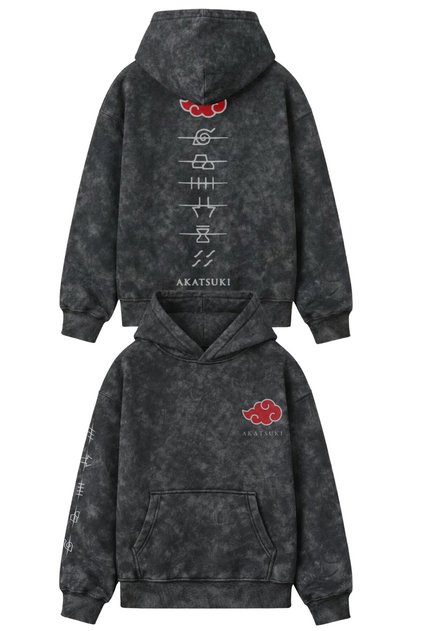 Unisex Oversize Naruto Akatsuki Back and Sleeve Printed Hooded Washable Anime Sweatshirt