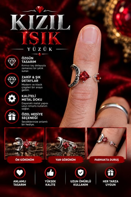 Red Stone Ring with Red Light Figure