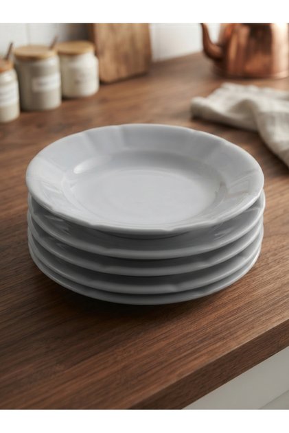 6 Pieces Polycarbonate White Classic Deep Dinner Plate Ø 19 cm Melamine