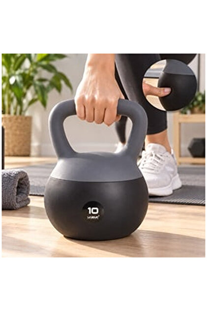 Kettlebell Soft cu Maner Negru Gri 10kg