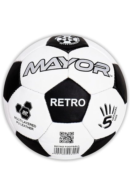 Retro Black & White Classic PU Hand Stitched Football (Size 5)