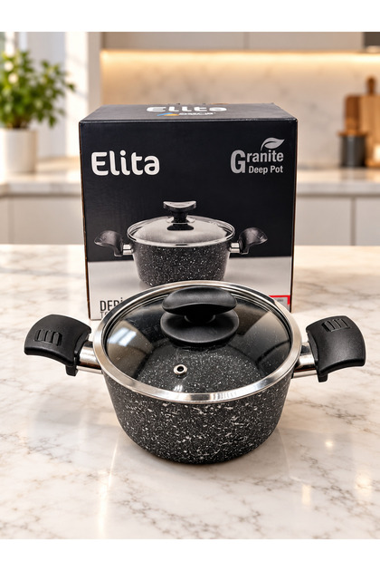 16 cm 1,61 LT Mini Granit Derin Tencere Artan Yemek Tenceresi