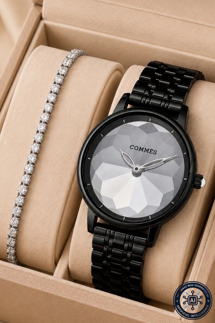 Black Color Steel Strap Steel Case Women's Wristwatch Sdcms1101