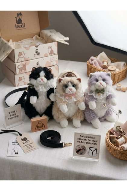 Plush Cat Bag with Sound, Musical Cat Bag, Plush Cat Bag with Meowing Sound, Meowing Backpack and Shoulder Bag, Cat Bag with Adjustable Strap