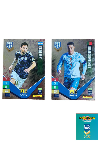 FIFA 365 Adrenalyn 2027 Cristiano Ronaldo ve Lionel Messi özel hologramlı fan favourite kartı