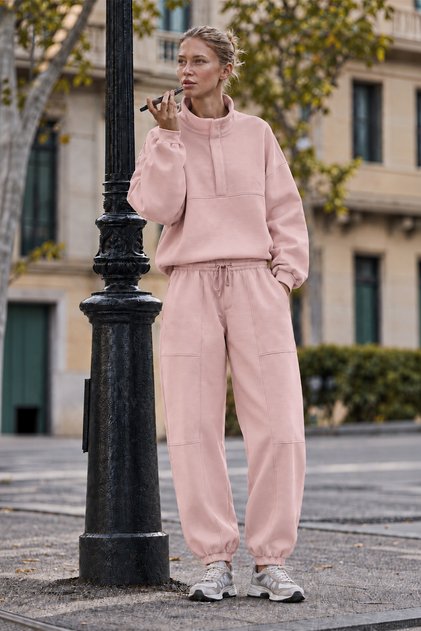 Elastic Waist Lace-Up Jogger Women's Sweatpants with Sewing Detail and Elastic Cuffs