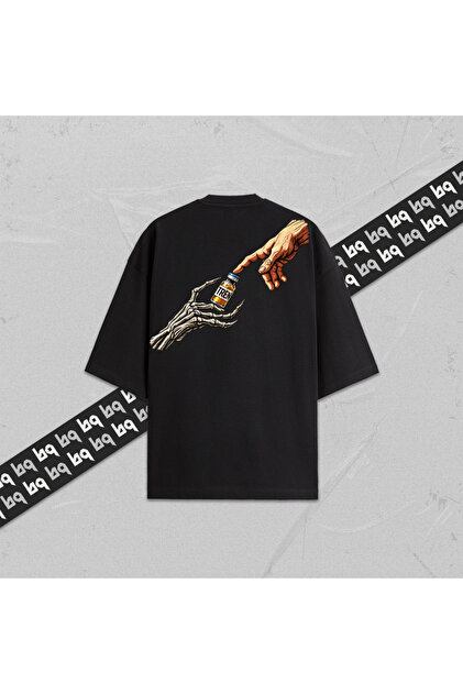 Give Me Tren Unisex Fitness Back Printed Oversize T-Shirt 100% Cotton Women's Men's Crew Neck Black