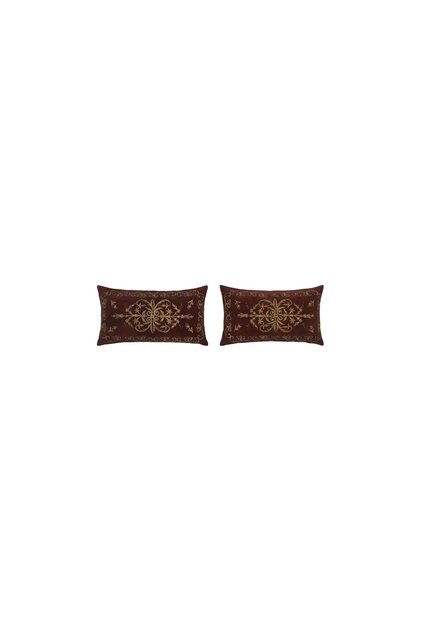 Kadife Altın Nakış Kırlent Kılıfı 2 Parça Set 40 x 70 cm