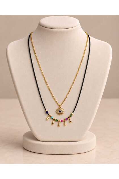 Colorful Beaded Evil Eye Figured Necklace