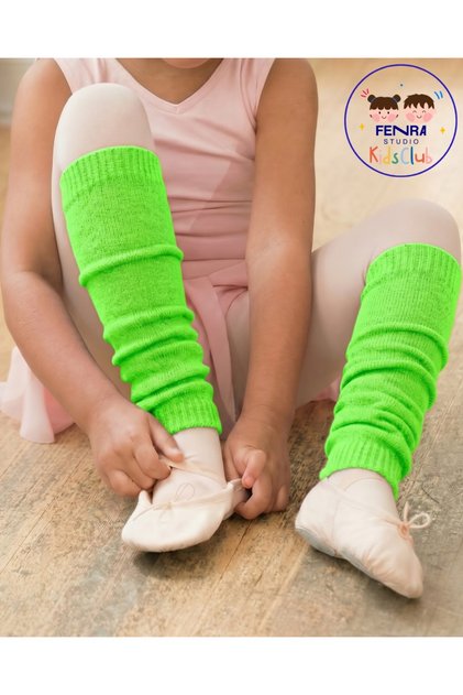 Fluorescent Green Neon Colored Cotton Children's Leggings