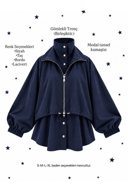 Imported Modal Tencel Double Zipper Shirted Trench Coat | Women's Outerwear