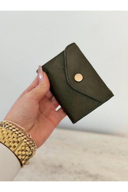 Suede Accordion Snap Closure Card Holder