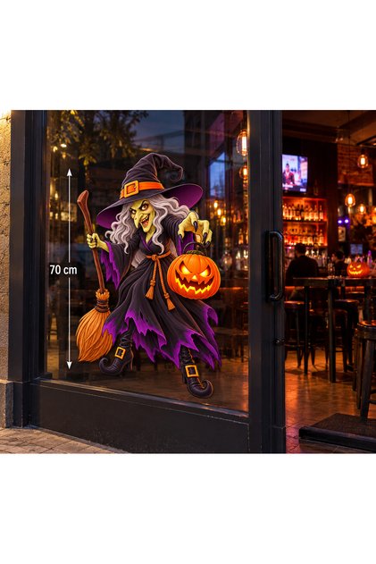 Halloween Witch Window Glass Sticker - Witch Sticker - Halloween Sticker