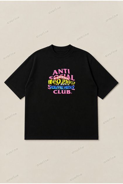 Anti Social Club Dark Might Printed Oversize Unisex Boxy Cut 100% Cotton Breathable Tshirt | Streetwear
