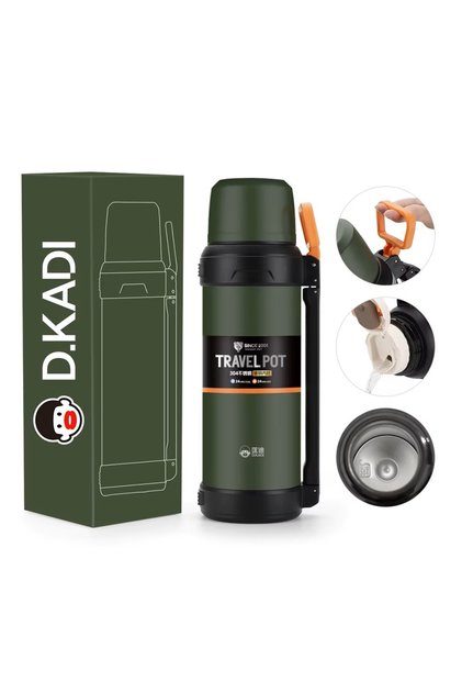 D.Kadı (9059) 2000 ml 48-Hour Hot and Cold Guaranteed Vacuum Stainless Steel Thermos for Family, Mountaineers, Sportsmen, and Camping