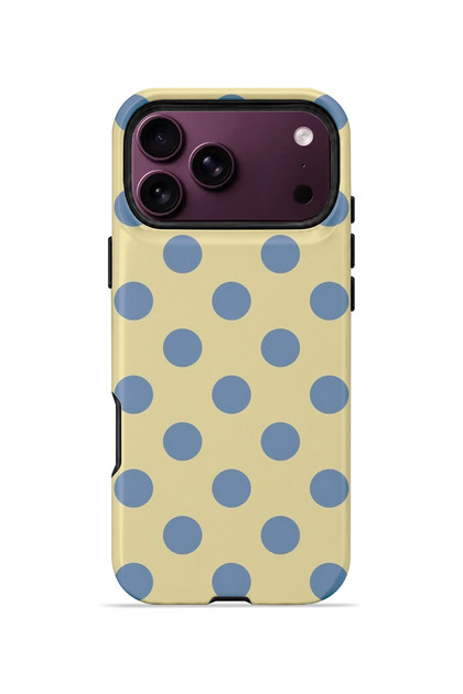 iPhone 18 Pro Max Vorian Double Layer Cream Blue Polka Dot Case