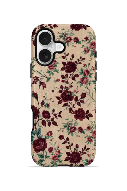 iPhone 17 Vorian Double Layer Burgundy Botanical Case