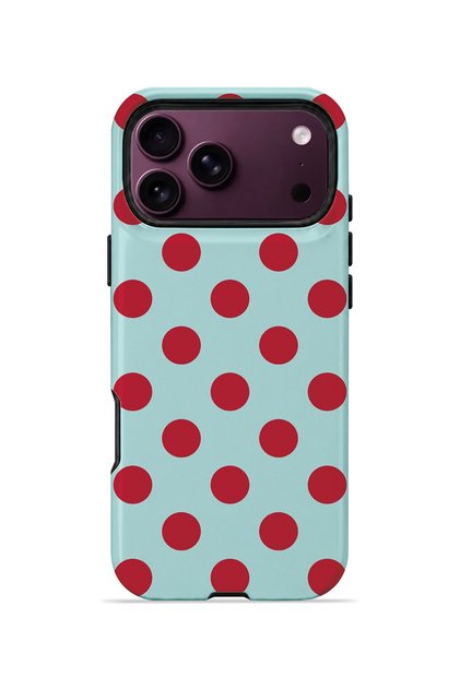 iPhone 18 Pro Max Vorian Double Layer Mint Red Polka Dot Case