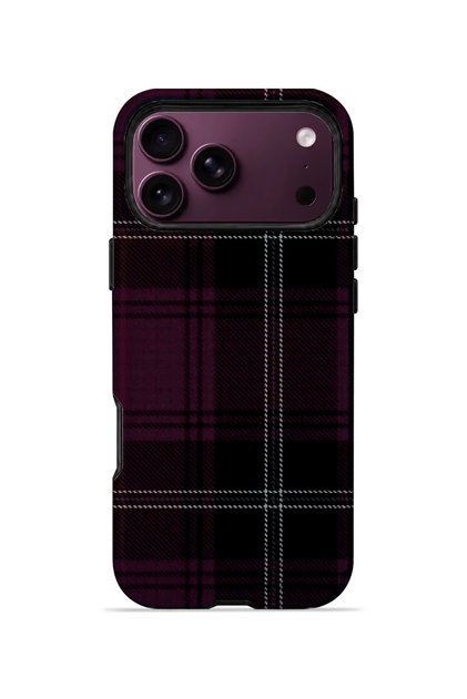 iPhone 18 Pro Vorian Double Layered Plum Black Plaid Case