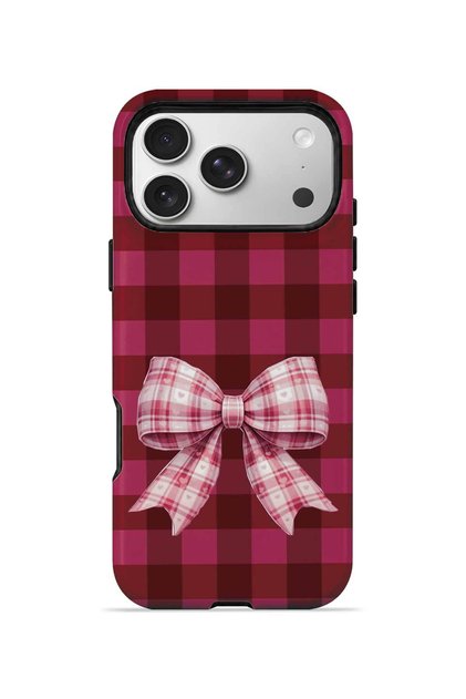 iPhone 17 Pro Vorian Double Layer Cherry Gingham Bow Case