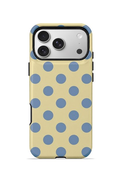 iPhone 17 Pro Vorian Double Layer Cream Blue Polka Dot Case
