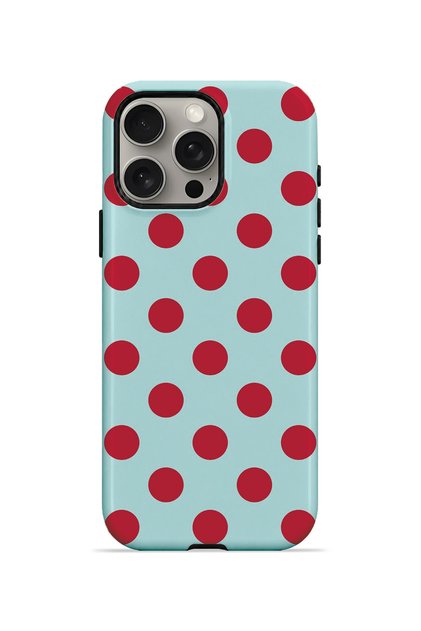iPhone 15 Pro Max Vorian Magsafe Dual Layer Mint Red Polka Dot Case