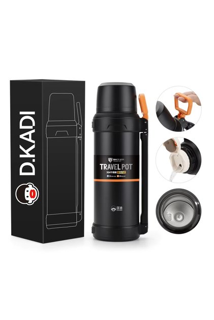 D.Kadı (9059) 2000 ml 48-Hour Hot and Cold Guaranteed Vacuum Stainless Steel Thermos for Family, Mountaineers, Sportsmen, and Camping