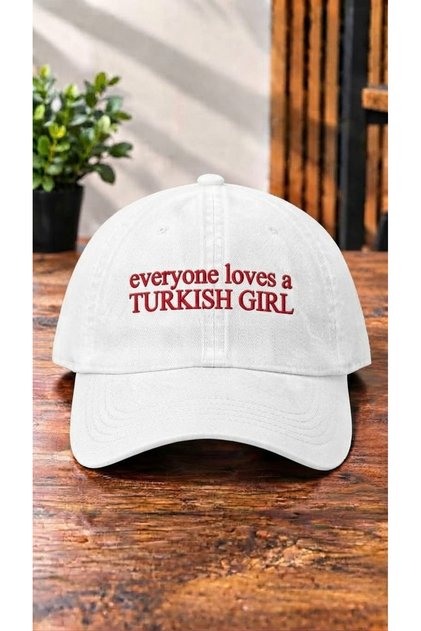 Everyone Loves a Turkish Girl Embroidered Washed Cap / Cat Embroidered Washed Cap
