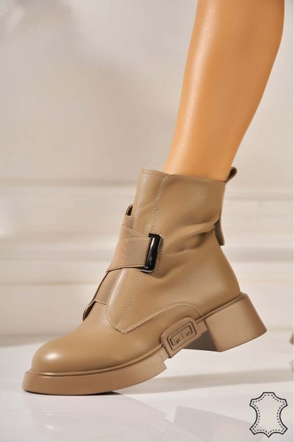 Cizme de damă kaki din piele naturală Tenha