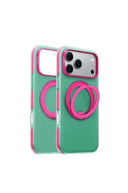 iPhone 18 Pro/17 Pro Ostand O3 Magsafe Cover with Hue Stand - Green-Pink