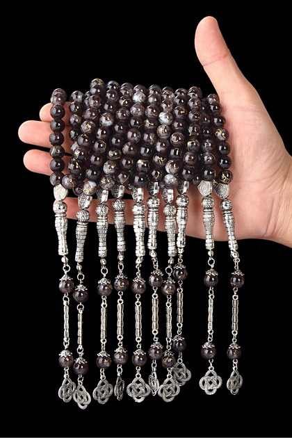 10 Pieces Round Model Natural Stone Glass Prayer Beads Set, Gift Prayer Beads, Wholesale Prayer Beads, Men's Prayer Beads