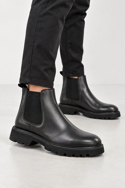 Rush Men's Genuine Leather Chelsea Boots - Black