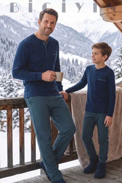 Winter Men's & Children's Dad-Son Plaid Pajama Set – Soft Texture Winter Home Set