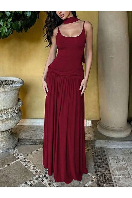 Rochie maxi, vișiniu