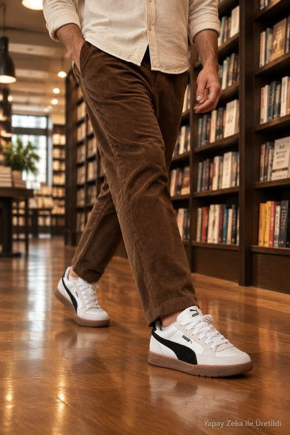 PR-5277 Beyaz Siyah Erkek Casual Sneaker Günlük Rahat Comfort Spor Ayakkabı