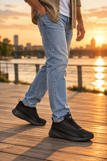 FY-6140 Siyah Erkek Casual Sneaker Günlük Rahat Comfort Spor Ayakkabı