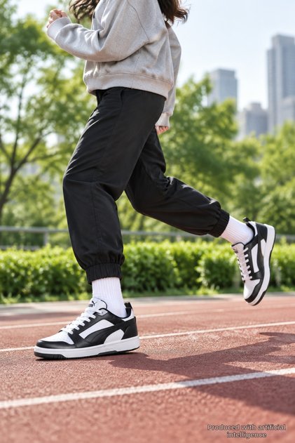 Rb-6478 Unisexs Black and White Daily Sneaker Anatomical Sole Comfort Sports Shoes