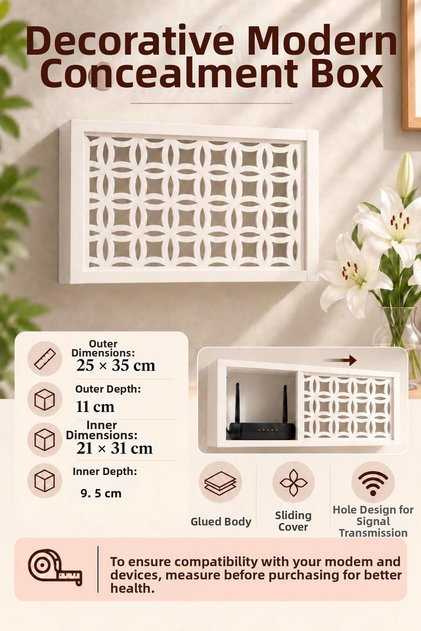 Wall Mountable Decorative Modem-Wifi and Insurance Storage Box 25X35 cm Depth 11 cm