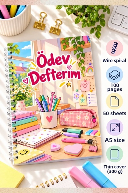 Girl's Homework Notebook – Daily Homework Tracking and Lesson Planning Notebook, A5 Spiral Bound/Thin Cover