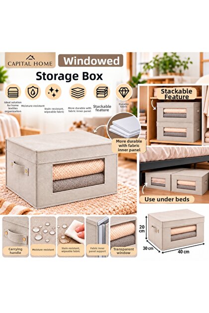Multipurpose Organizer Bag + Storage Box with Transparent Window + Lid 40 X 30 X 20 cm
