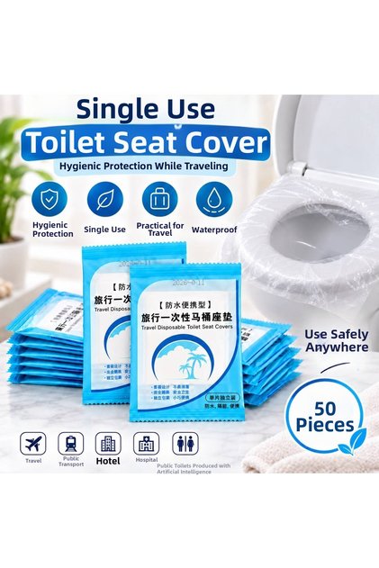 50 Pieces Disposable Toilet Seat Cover Bags Travel Type Hygienic Waterproof Protector
